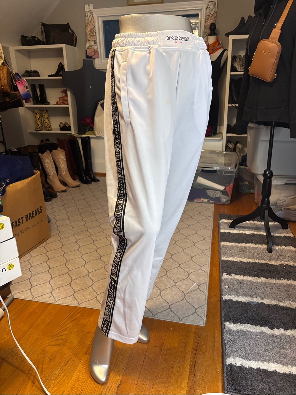 Roberto Cavalli Sport White Track Pants – Luxury Italian Athleisure Men’s Size L - Picture 6 of 9